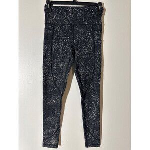 Zyia Active Womens Black Splatter Print Leggings Size 2 Stretchy Fabric